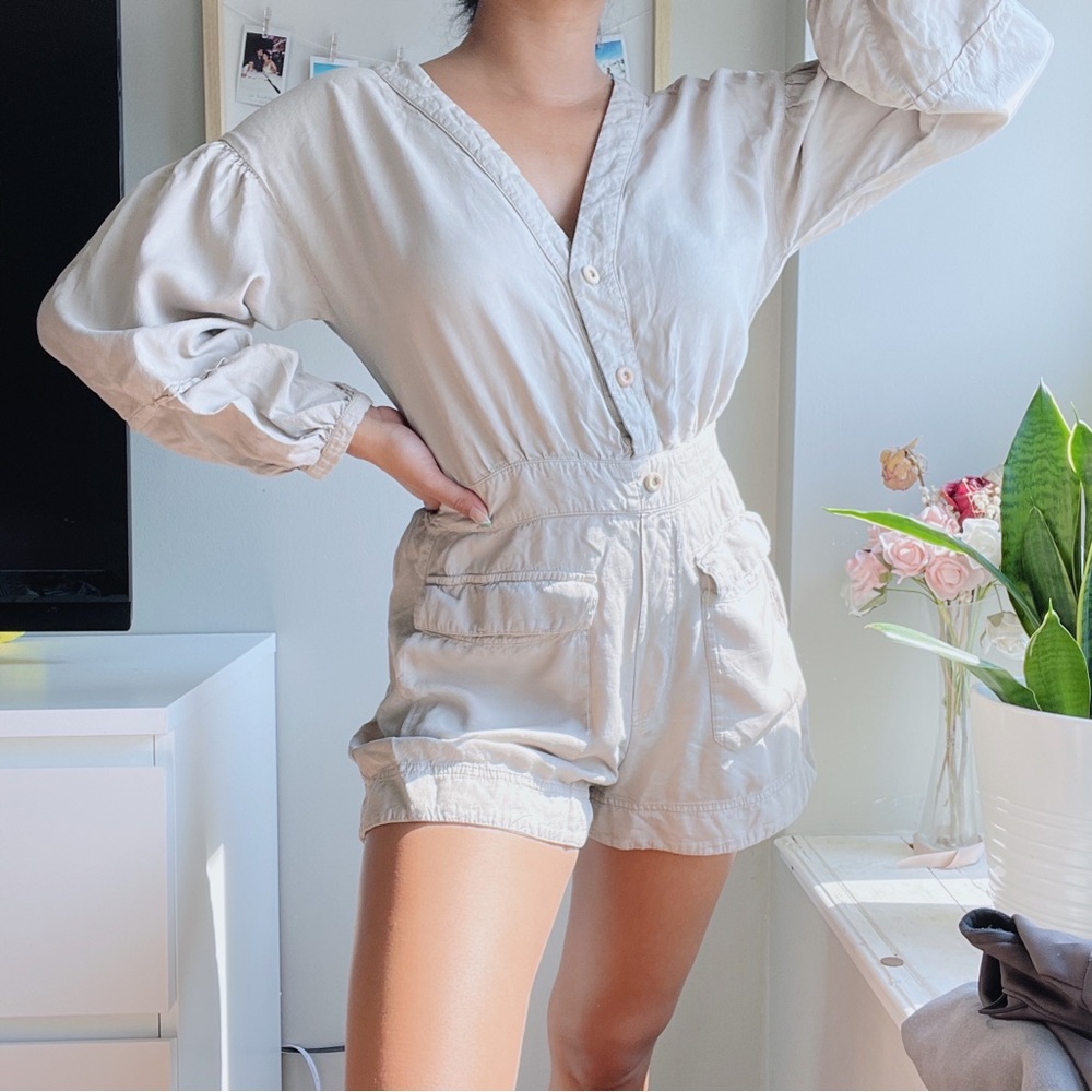 Gorgeous Zara tan long sleeve romper!